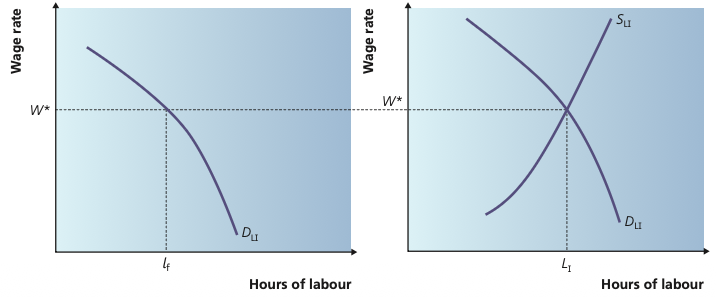 Individual labour supply and wage determination for one worker.