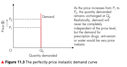 A vertical perfectly price inelastic demand curve showing quantity demanded staying the same when price changes
