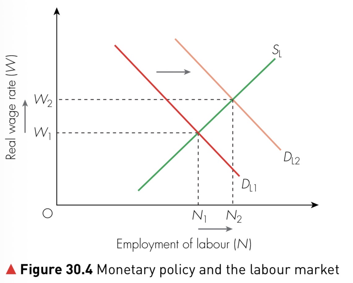 Figure 30.4 Monetary policy and the labour market showing increased demand for labour