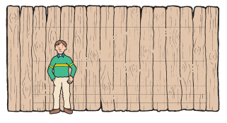 Use the person as a benchmark to estimate the fence.