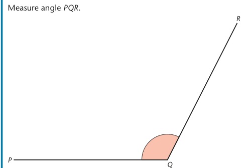 Textbook obtuse angle PQR with shaded region at vertex Q.
