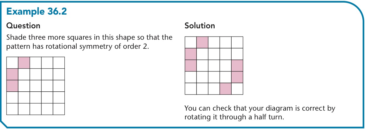 Textbook worked example completing a half-turn grid pattern